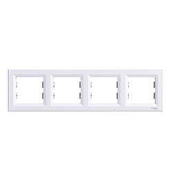 Quadruple horizontal frame-module for switches and sockets white ASFORA