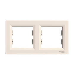 Double horizontal frame-module for switches and sockets ASFORA cream