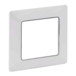 Единична декоративна рамка-модул за ключове и контакти Бяло-Хром VALENA LIFE LEGRAND