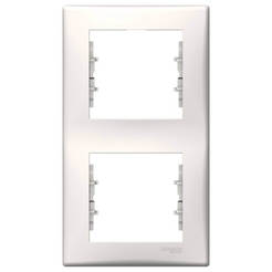 Double frame for switches and sockets cream vertical SEDNA