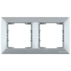 Double frame for switches and sockets Candela - horizontal, stainless steel
