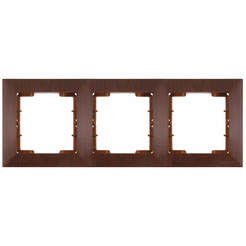 Triple frame for switches and sockets Candela - horizontal, walnut