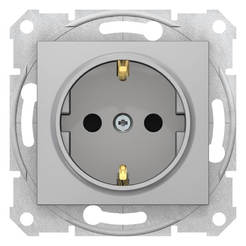 Единичен електрически контакт без рамка 16А алуминий SEDNA