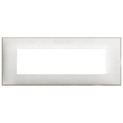 Рамка 7 модула бял сатен с кремав кант Classia Bticino италиански стандарт LEGRAND