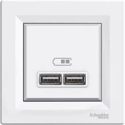 Електрически контакт USB 2х1.05А бял, Asfora SCHNEIDER ELECTRIC