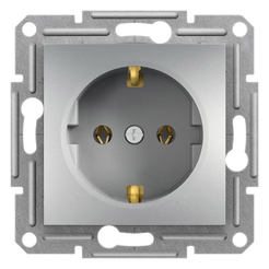 Единичен електрически контакт механизъм без рамка 16А Asfora алуминий