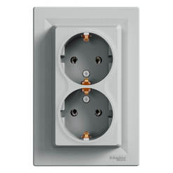 Double electrical outlet 16A Asfora aluminum