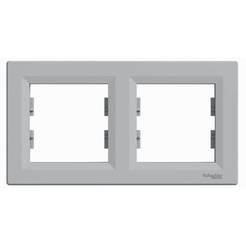 Хоризонтална рамка за ключове и контакти, двойна Asfora алуминий
