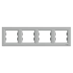 Хоризонтална рамка за ключове и контакти, четворна Asfora алуминий