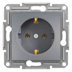 Единичен електрически контакт механизъм без рамка 16А Asfora стомана