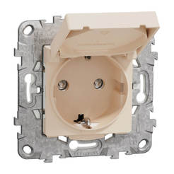 Single electrical socket 16A IP44 ivory with solid cover, Unica without frame SCHNEIDER ELECTRIC