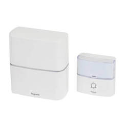 Звънец безжичен с бутон 80dB IP54 обхват 200м 30 мелодии бял LEGRAND