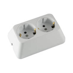 Power strip with two 2x16A sockets without cable, white trapezoid