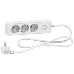 Unica coupler 3 sockets, 16A, 1.5m cable, white