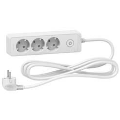 Unica coupler 3 sockets, 16A, 3m cable, white