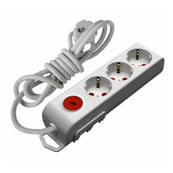 Power strip with 3 sockets with switch 16A, 3m cable white RI-TECH