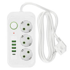 Разклонител 3х16A 4USB/1USB C 1,5м бял