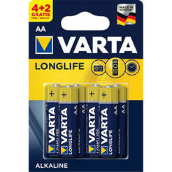 Щелочная батарея LR6 AA LONGLIFE 4+2 VARTA