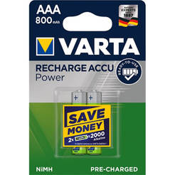 Rechargeable battery R03 AAA- NiMh Accu 800 mAh, 2pcs / blister VARTA