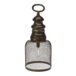 Lantern with LED light bulb metal 15x15x35cm