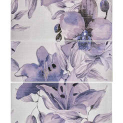 Декор плочка Виола Цветя 2462, 50/60см, комплект 3 плочки 20/50см, цвят лилав