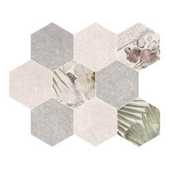 Mosaic tiles for bathroom hexagonal 30 x 30 cm Epoch Hexagon 3183 gray