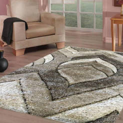 Teppich Shaggy mit Schnitzmuster, 160 x 230 cm, Polyester, 40 mm Veloursleder, 3D-Effekt, beige, DECOTEX