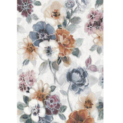 Teppich Argentum Bouquet orange und blau 133x195cm halb 1,1cm Polypropylen thermofixiert Tony Bad