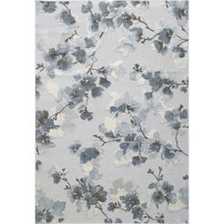 Carpet Genova anti-slip back 100x140 cm blue flowers gray