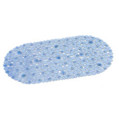 PVC bathroom mat with suction cups - ellipse, blue