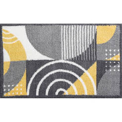 Постелка за баня 40х60см противоплъзгащ TPR гръб микрофибър,сиво жълти кръгове Тони Бад
