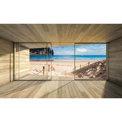 3D Wallpaper for wall - French window, seascape 368 x 254 cm