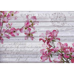 3D Фототапет за стена - Дъски и розови цветя, винтидж 368 x 254см