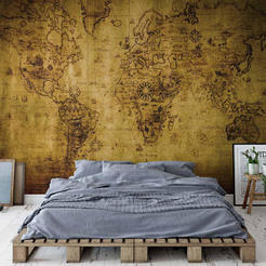 Wall mural Vintage world map 254 x 184 cm, with glue
