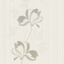 Тапет за стена Смени - флис релефен винил, сиви цветя и крем