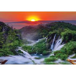 3D photo wallpaper for wall landscape sunset over waterfall 368 x 254cm