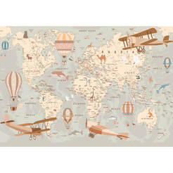 Photo wallpaper for the wall of the children's room Map of the world 368 x 254 cm