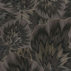 Тапет Спотлайт 2 3D флис твърд винил големи листа черно Тони Бад