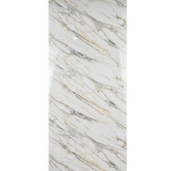 Декоративная стеновая панель из ПВХ 122x280 см, мрамор, белый и золотой цвета.