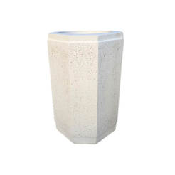 Basket sanded mosaic octagonal 42 x 60 cm, white with metal bucket #213