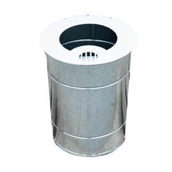 Metal bucket with lid and ashtray for concrete bin over Ø42cm, white