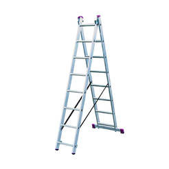 Two-armed aluminum ladder, professional 2 x 8 Corda