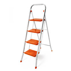 Метална стълба - 4 стъпала, оранжева