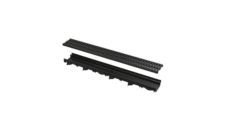 Shallow gutter for drainage system 1m plastic edge, composite grille ...